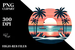 Retro Beach Sunset Clipart Tshirt, 20 oz Tumbler Product Image 2