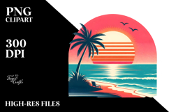 Retro Beach Sunset Clipart Tshirt, 20 oz Tumbler Product Image 2