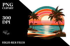 Retro Beach Sunset Clipart Tshirt, 20 oz Tumbler Product Image 2