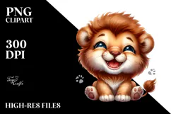 Energetic Baby Lion PNG Product Image 2