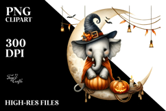 Elephant Dressed for Halloween on Half Moon PNG Product Image 2