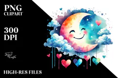 Colorful Cloud with Hanging Hearts PNG Product Image 2