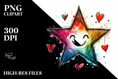 Simple Smiling Watercolor Star PNG Product Image 2