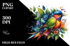 Vibrant Bird with Flowers PNG Product Image 3