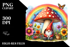 Colorful Nature Rainbow Gnome,Bicycle | Watercolor Product Image 2
