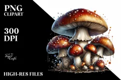 Glossy Mushroom Watercolor Splash PNG Product Image 3
