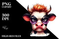 Funny Cow with Cool Hair, PNG Product Image 2