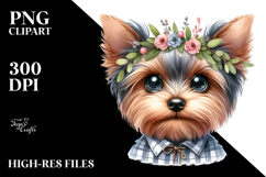 Watercolor Yorkipoo Big Eyes Wreath Clipart Product Image 2