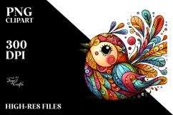 Colorful Whimsical Bird PNG Product Image 2