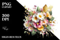 Colorful Bouquet Gold Foil Primrose Splash | Sublimation Product Image 2