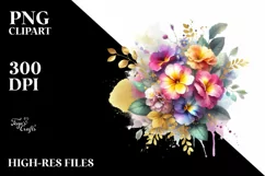 Colorful Bouquet Gold Foil Primrose Splash | Sublimation Product Image 3
