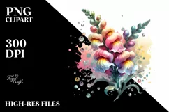 Shiny Metallic Flower Watercolor Splash | Clipart Product Image 3