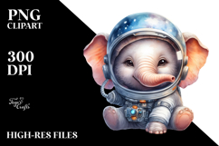 Energetic Baby Elephant in Watercolor PNG Product Image 2