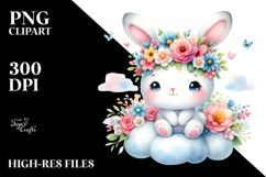 Cartoon-Style Watercolor Bunny, Transparent PNG Product Image 2