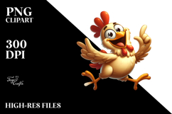 Goofy Cartoon Chicken, PNG Product Image 2