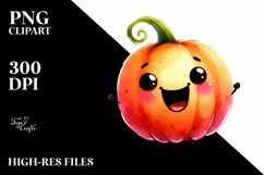 Funny Watercolor Pumpkin Splash | Clipart Product Image 3