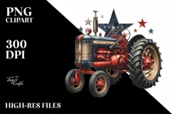 Watercolor Vintage Tractor with Stars | Sublimation Clipart Product Image 1