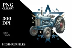 Watercolor Vintage Tractor with Stars | Sublimation Clipart Product Image 3