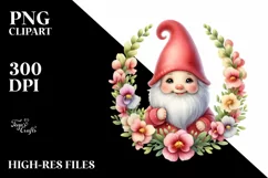 Cute Gnome Flower Watercolor Sublimation Clipart Product Image 3