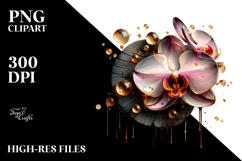 Glossy Orchid with Golden Insertions, -Like Material, PNG Product Image 2