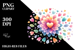 Simple Boho Hearts Flower, PNG Product Image 2