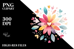 Colorful Simple Flower with Heart Petals PNG Product Image 2
