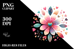 Colorful Simple Flower with Heart Petals PNG Product Image 2