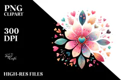 Colorful Simple Flower with Heart Petals PNG Product Image 2