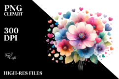 Simple Boho Hearts Flower, PNG Product Image 2
