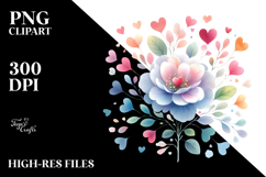 Colorful Simple Flower with Heart Petals PNG Product Image 2