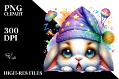 Crazy Watercolor Baby Bunny, Vibrant PNG Product Image 2