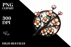 Wooden Stained Cherry Blossom Clipart Product Image 3