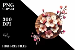 Wooden Cherry Blossom Stained | Sublimation | Clipart Product Image 3