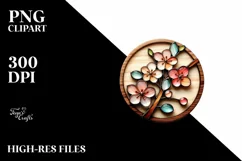 Wooden Cherry Blossom Stained | Sublimation | Clipart Product Image 3