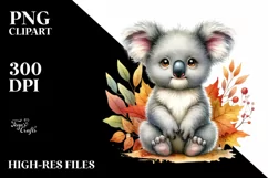 Cute Baby Koala Autumn Leaves | Sublimation | Clipart Product Image 1