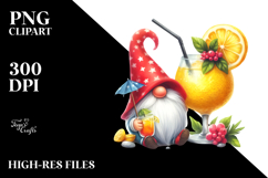 Cute Gnome Drinking a Cocktail, PNG Product Image 2