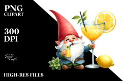Cute Gnome Drinking a Cocktail, PNG Product Image 2