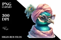 Funny Cute Peacock Smiling with Silk Scarf and Sunglasses | Product Image 1