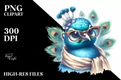 Funny Cute Peacock Smiling with Silk Scarf and Sunglasses | Product Image 1