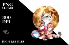 Beach Cat Painting, Transparent PNG Product Image 2