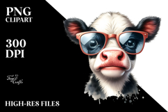 Funny Baby Cow with Sunglasses, High Quality PNG Product Image 2