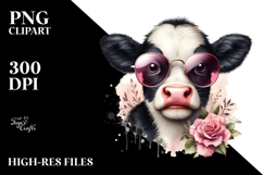 Funny Baby Cow with Sunglasses, High Quality PNG Product Image 2