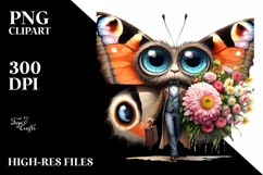Watercolor Butterfly Big Eyes Standing Up | Sublimation | Product Image 1