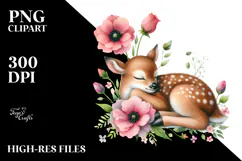 Adorable Baby Deer on Flower, PNG Product Image 2