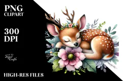 Adorable Baby Deer on Flower, PNG Product Image 2