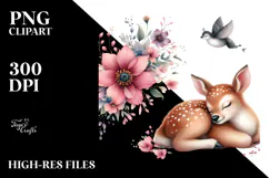Adorable Baby Deer on Flower, PNG Product Image 2