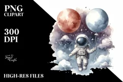 Vintage Astronaut Boy | Washed Watercolor Clipart Product Image 3