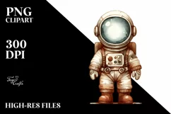 Vintage Astronaut Boy | Washed Watercolor Clipart Product Image 3