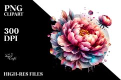 Shiny Peonies | Round Watercolor Clipart Product Image 1