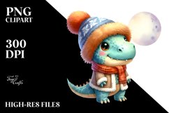 Expressive Winter Dinosaur in Cool Clothes Product Image 2